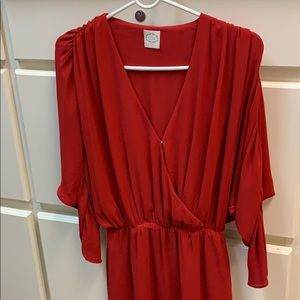 Red chiffon mini dress